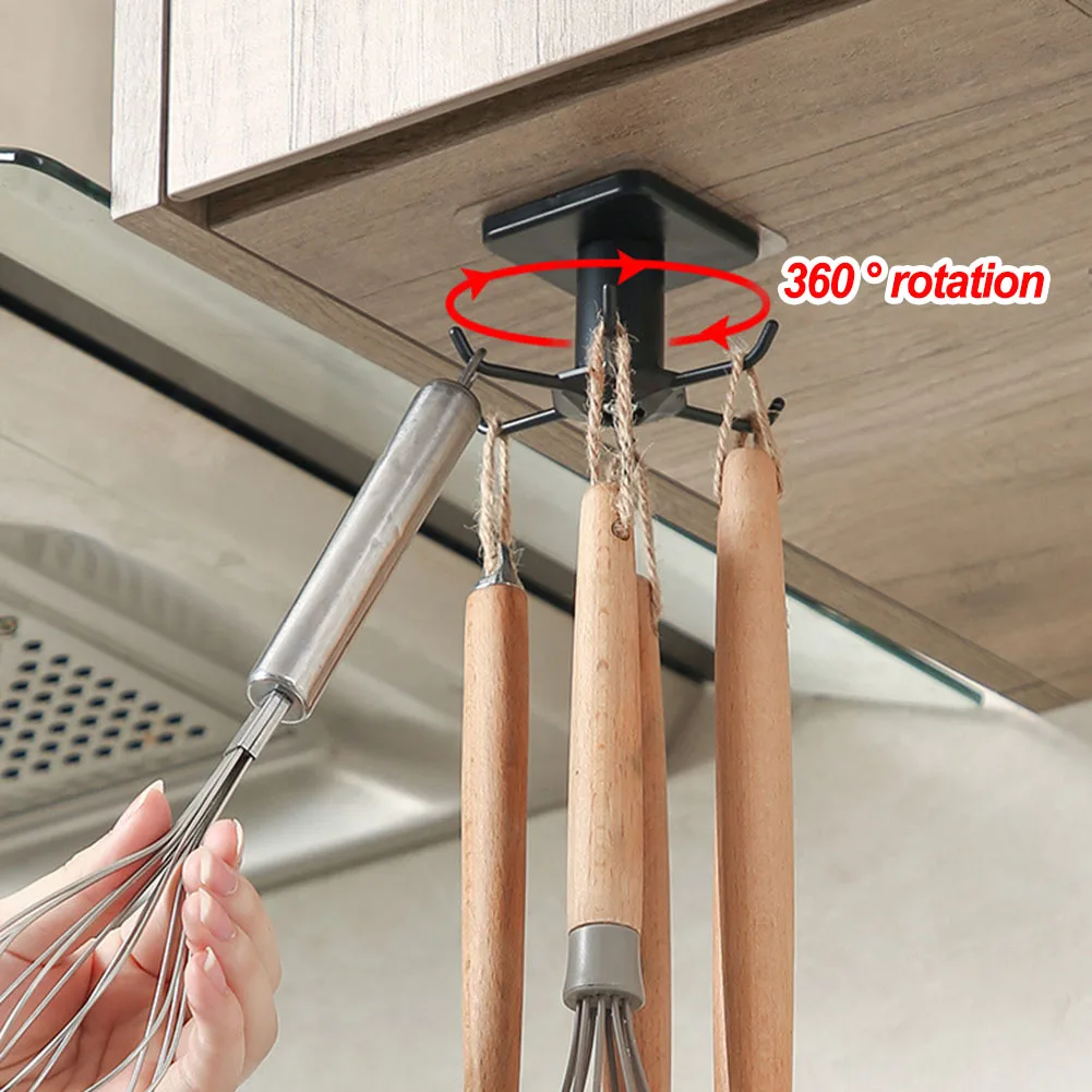 Kitchen Hook Multi-Purpose Hooks Degrees Rotated Rotatable Rack For Organizer And Storage Spoon Hanger For Kitchen Gadgets