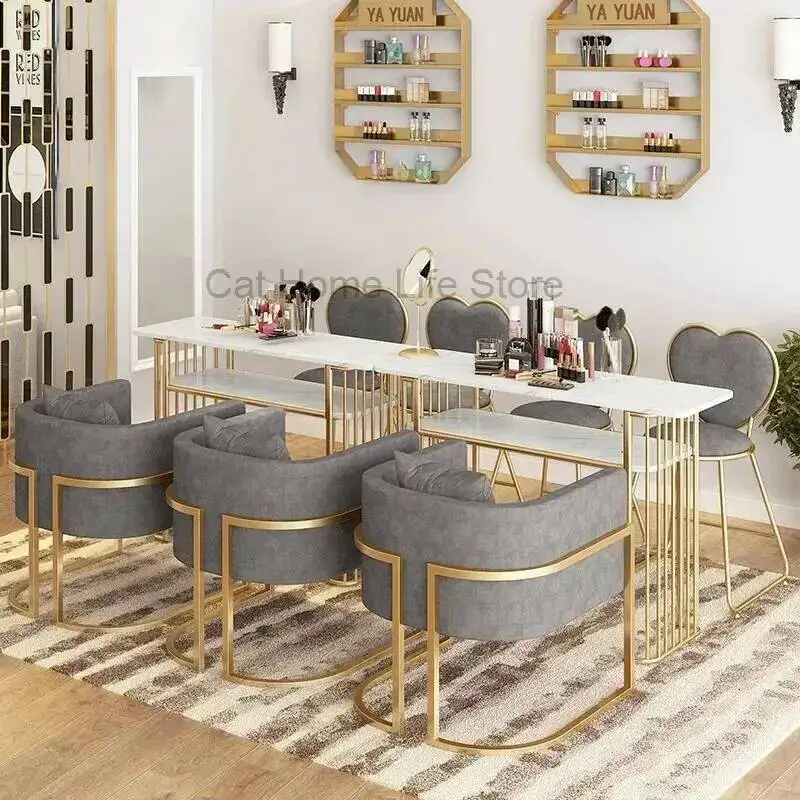 

Table Salon Nail Rest Arm Manicure Marble Gel Nails Professional Tables Set Japanese Reception Corner Chair mesas de manicura