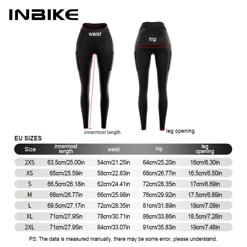 INBIKE Winter Women\'s Professional Cycling Pants Padded Bicycle Trousers Warm Fleece Road Bike Riding Tights with Side Pockets