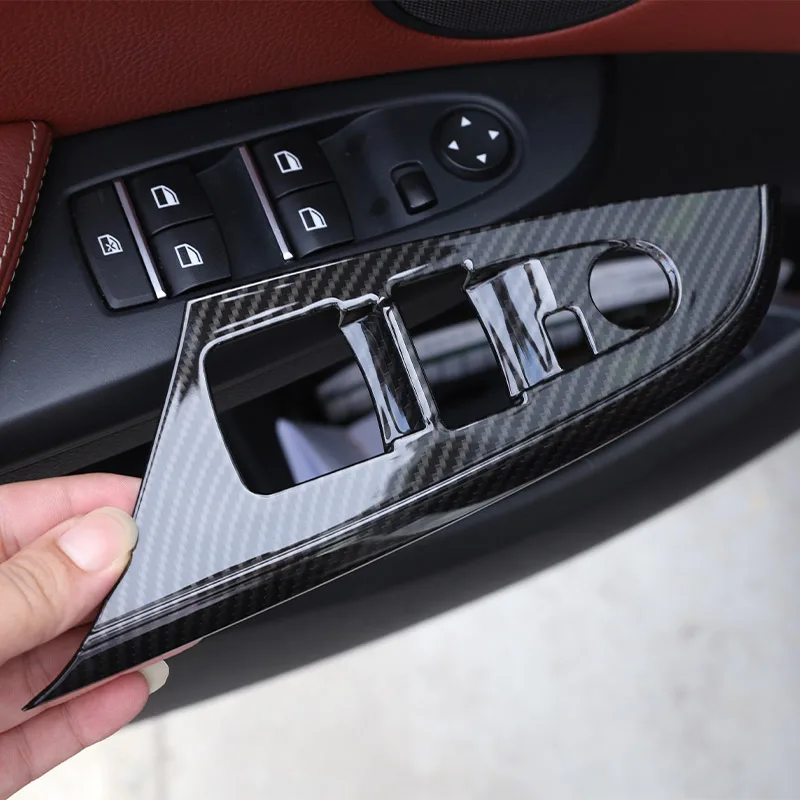 For BMW X3 X4 F25 F26 2011-2017 ABS Carbon fiber Car Window Glass Lift Button Decorative Frame Sticker Car Interior Accessories