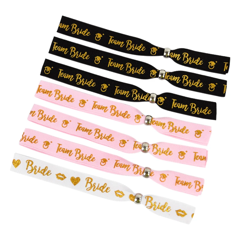 

12pcs Bachelorette Party Wristbands Team Bride Bracelet Bride To Be Wedding Decoration Bridal Shower Hen Party Favors Girl Gifts