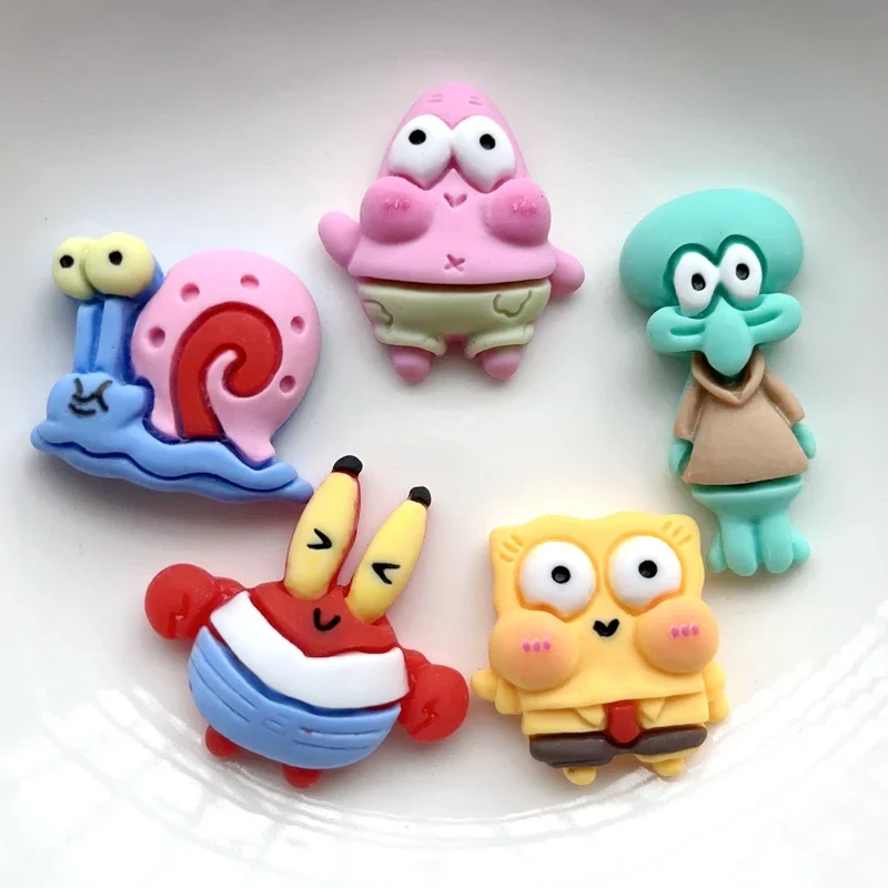 Hand-painted resin Kawaii colored snails, crabs, animals, flat stone figures, 10PCS scrapbook, DIY decorative handicrafts