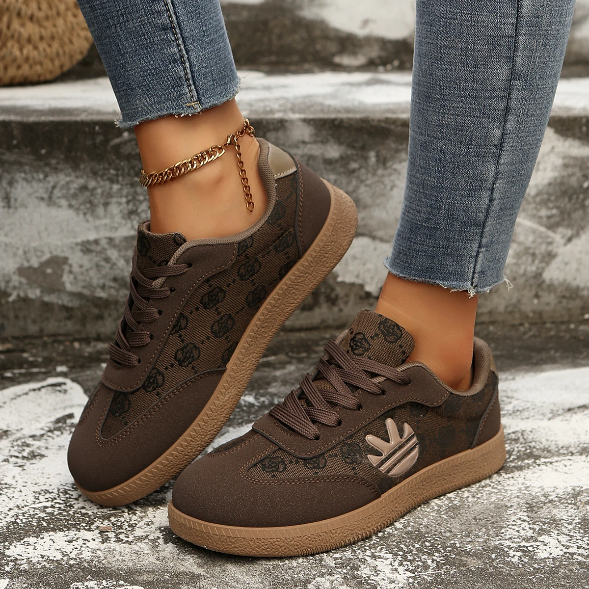 2026 Fall Women's Fashion Suede Sneakers with Double Buckle Metal Details Lightweight Breathable Comfortable Casual Flats