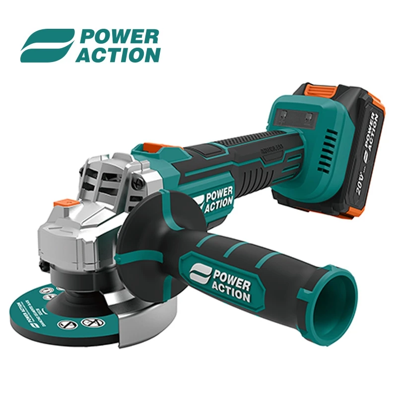 

Power Action Cordless Brushless Angle Grinder for Cutting Grinding Polishing With 100mm Disc Side Handle