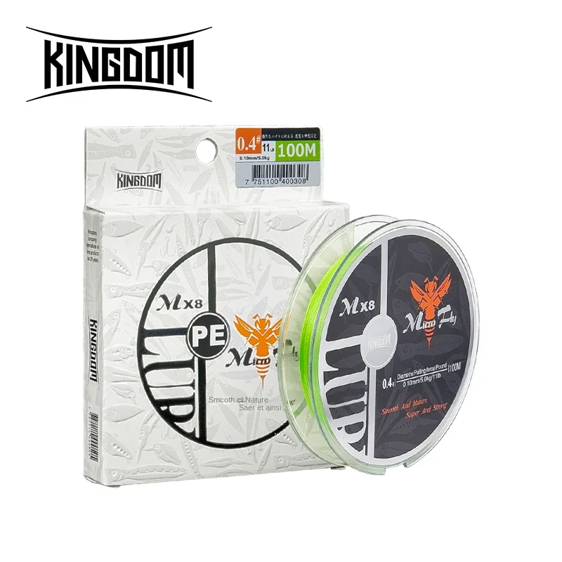 Kingdom Micro Fly 100M 150M tresse PE ligne de pêche 4 brins 0.2 # /0.4 # /0.6 #   Distance de coulée lointaine de 9 à 12 lb, super rigide et solide