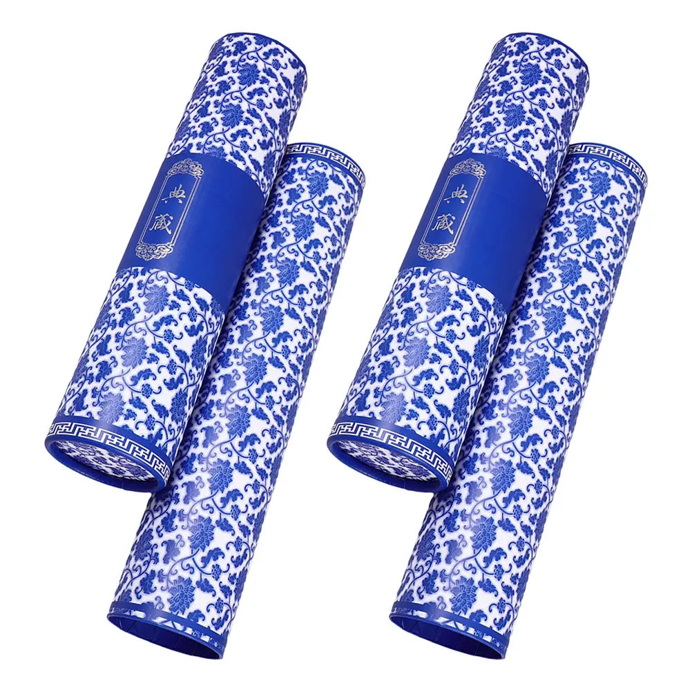 2 pcs Blue White Porcelain Artwork Storage Tube Adjustable Poster Holder For Paintings Calligraphy Mailing Case Drawing Paper