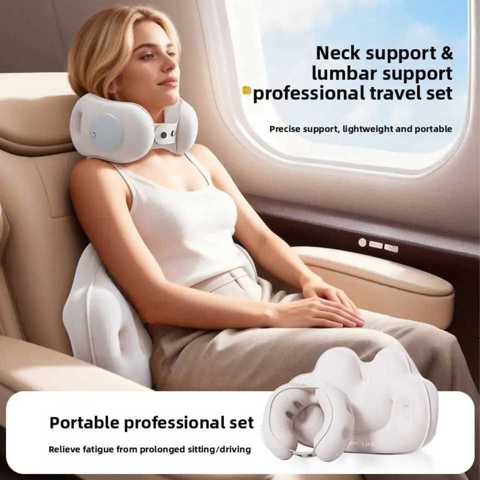 U-shaped Pillow Inflatable Pillow Cartoon Portable Travel Pillow Travel Pillow Car Travel Camping Style Airplane