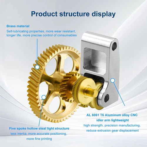 Imagen 2 del producto Engranaje extrusor de Metal mejorado para Bambu Lab A1 A1 Mini/Bambu Lab P1P P1S X1C RNC, desgaste de engranaje helicoidal de acero endurecido nanorecubierto