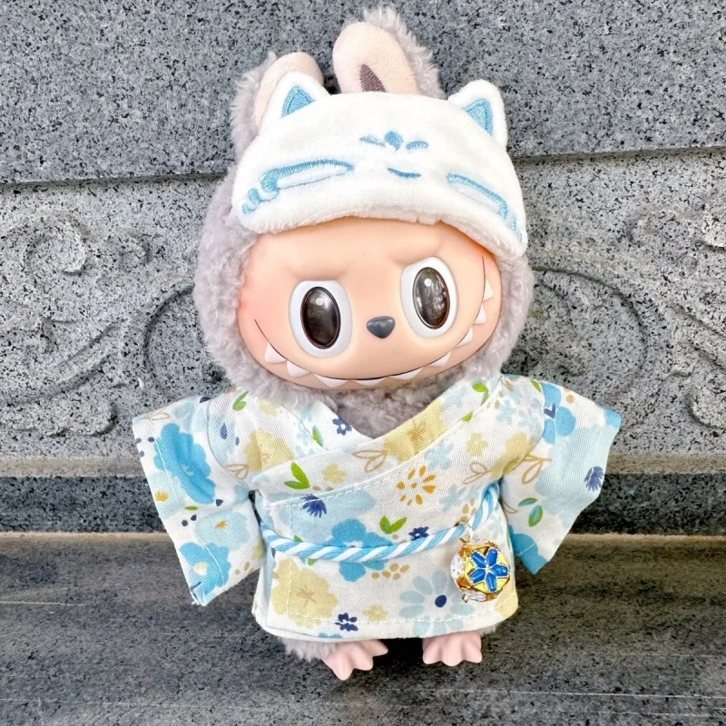

Only Clothes 17cm Labubu Doll Clothes Japanese Kimono Floral Cloth Shirt Shorts Cute Summer Fresh Eye Mask Fabric