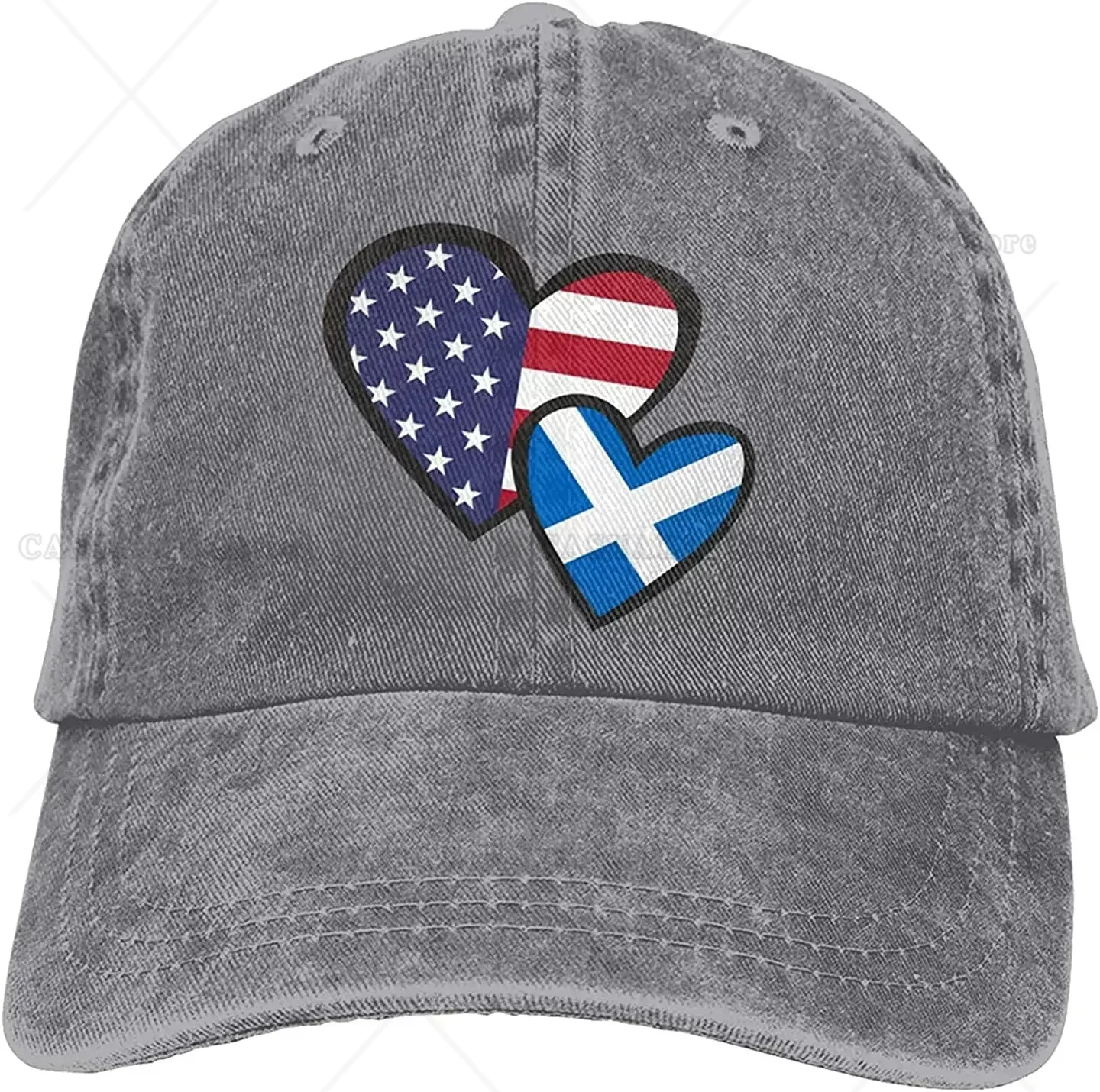 

Interlocking Hearts American Scotland Flag Unisex Casual Denim Caps Dad Hat Cotton Adjustable Baseball Cap