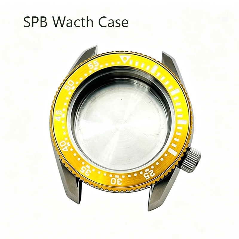 

42mm SPB185 Silver Watch Cases Gold Bezel Wave Bottom Cover Fits Seiko 7S26 4R36 NH35 NH36 Movements Watch Repair Case