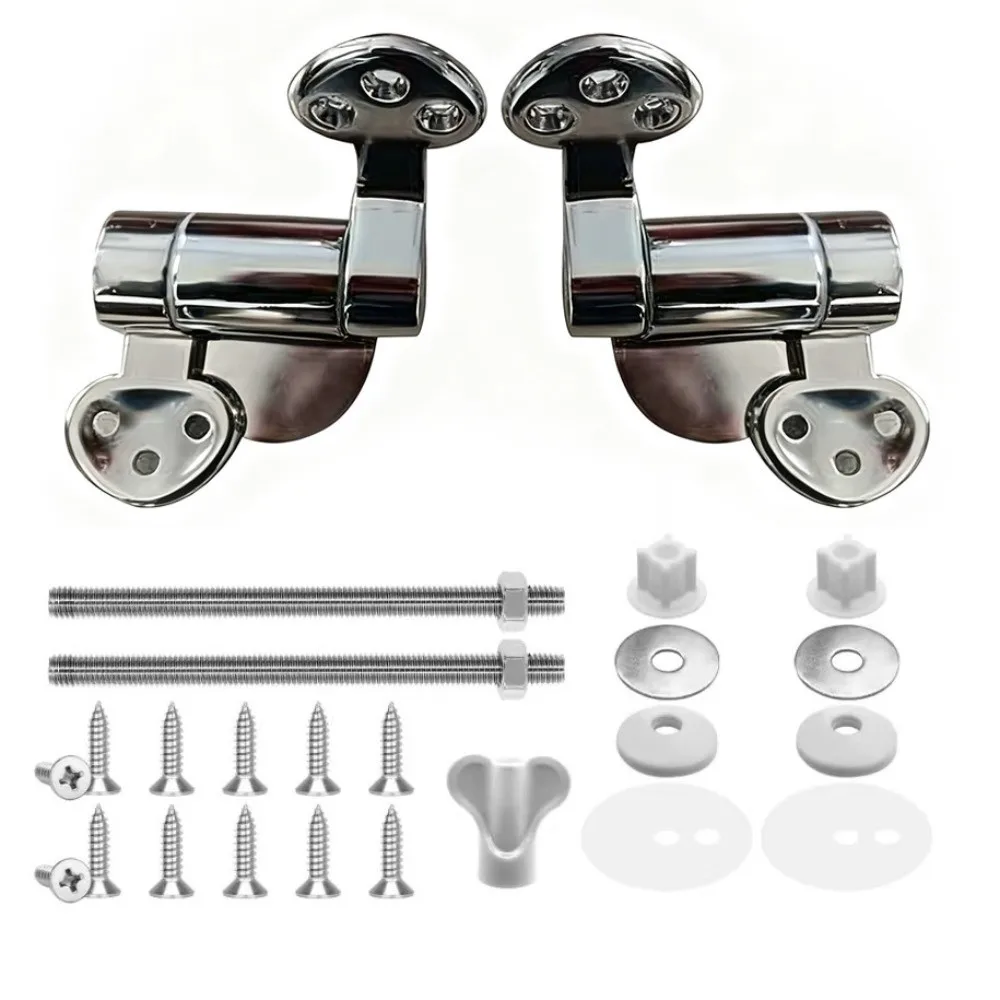 

Zinc Alloy Toilet Seat Hinge Mounting Fittings Screws Bolts Nuts Toilet Lid Hinge Soft Close Mechanism Toilet Replacement Parts