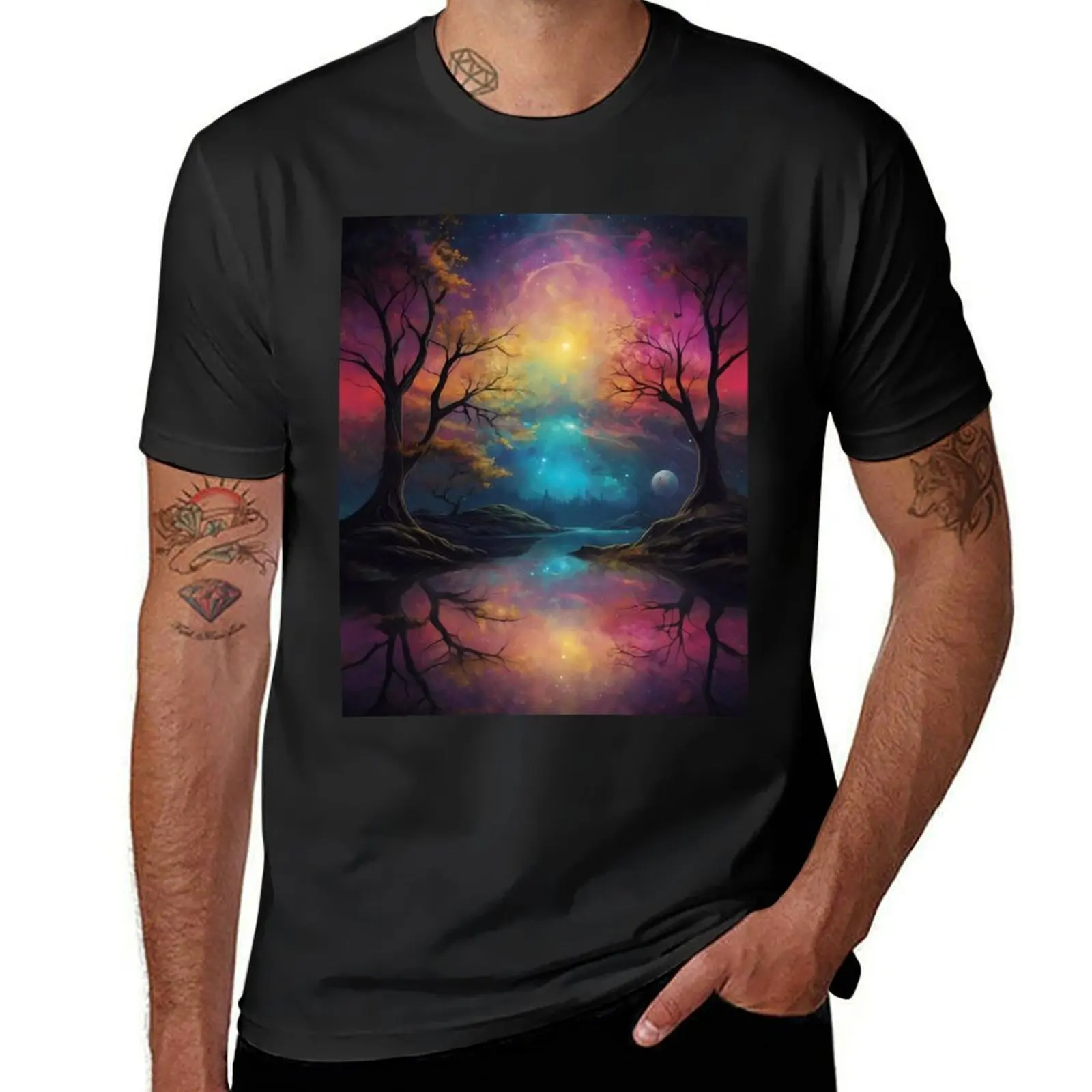 

Cosmic Canopy: Celestial Reflections T-Shirt sublime quick drying customs design your own customizeds men t shirt