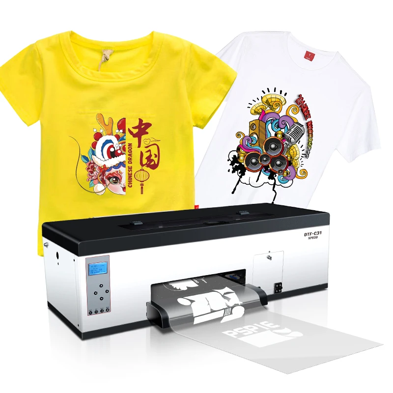 Small Desktop A 3 Inkjet T Shirt Printing Machine Xp 600 Dx 5 30 cm Heat Transfer Roll Pet Film Tshirt A 3 Dtf Printer