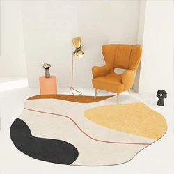 Round Living Room Carpet Modern Minimalist Irregular Large Area Bedroom Decorative Rug Hairy Girl Art Popular Winter Floor Mat