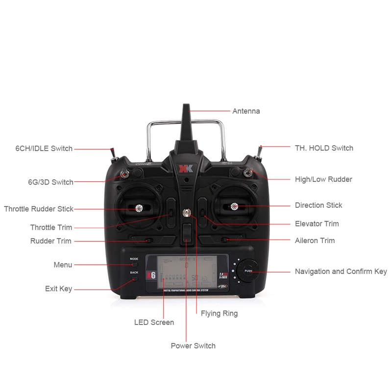 Kompatybilny pilot XK X6 do helikopterów RC WL K100 K110 K123 K124, części zamienne
