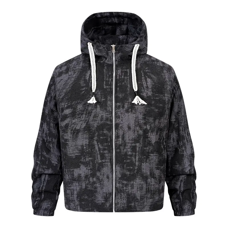 

Осень и весна, новая модная трендовая американская винтажная рабочая одежда с принтом, мужская повседневная свободная спортивная куртка высокого качества с капюшоном