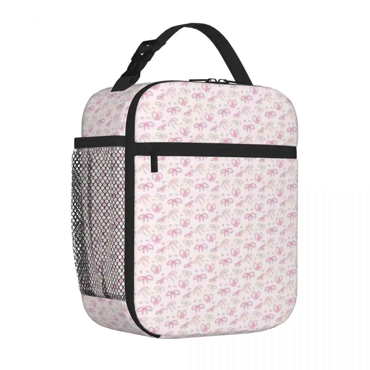 Bestselling Coquette Pink Ribbons Transparent Detail Lunch Bag Garden Party Shoulder Lunch Bag