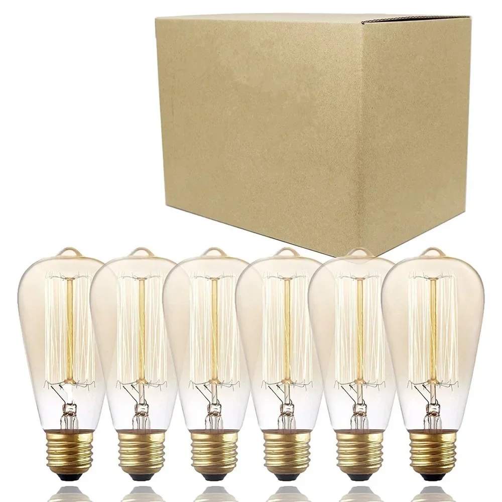 1-pack ST64 E26/E27 Retro Lamp Edison Bulb Clear / Amber Glass 40W Squirrel Cage Filament Vintage Edison Light Bulbs