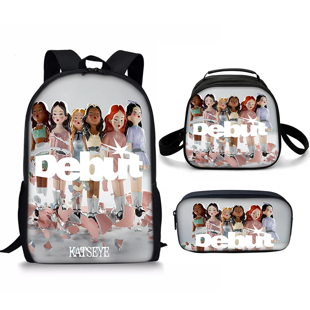 Luxury Novelty Peculiar Cool Funny Katseye 3D Print 3pcs/Set pupil School Bags Laptop Daypack Backpack Lunch bag Pencil Case