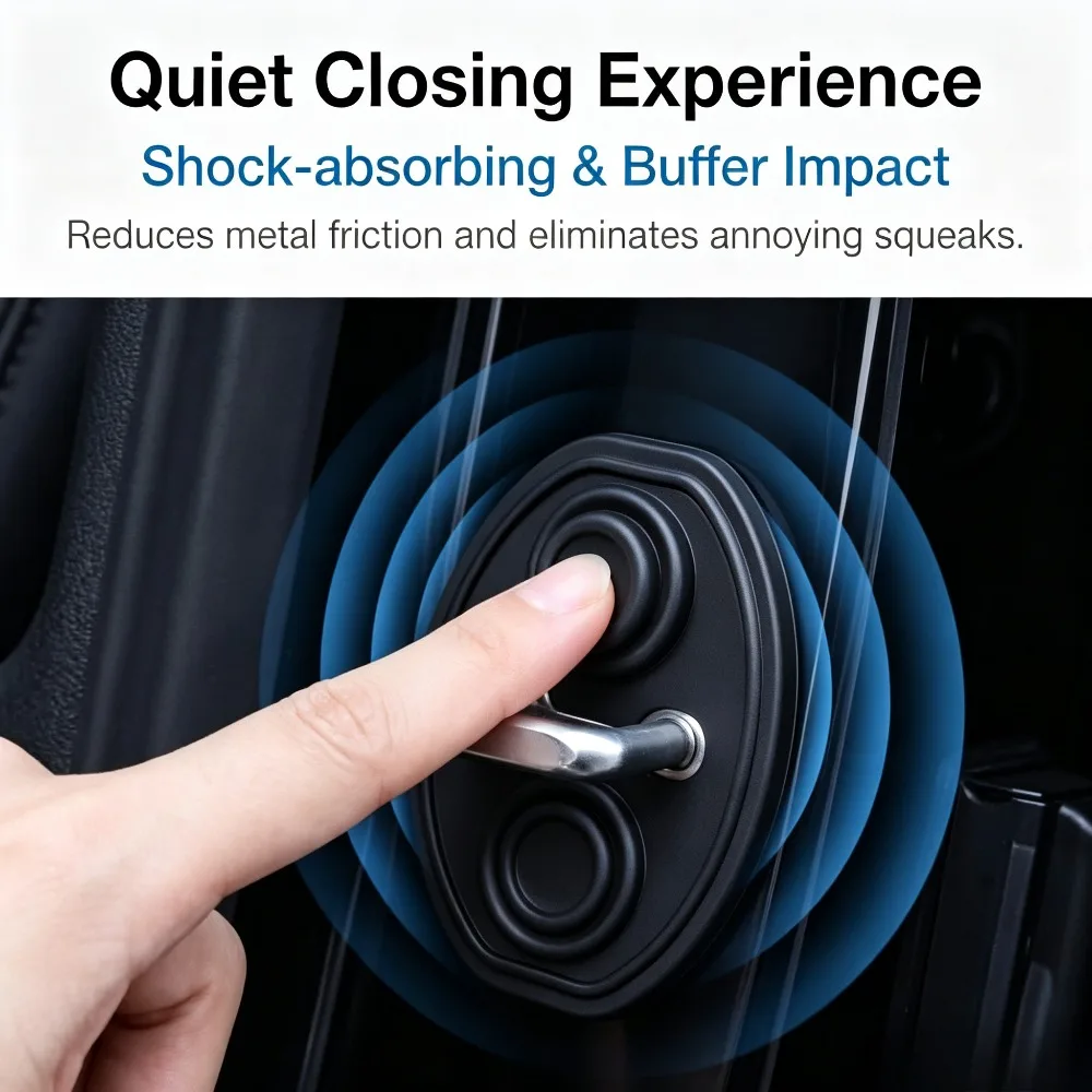 Car Door Lock Protection Cover Silicone Noise Reduction Shock Absorption Universal Door Lock Sleeve Easy Install