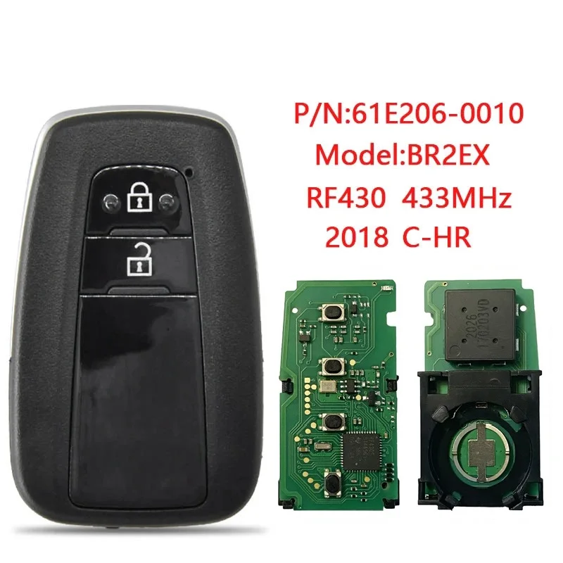 CN007124 BR2EX For Toyota C-HR Smart Key Remote PCB 2018 2 Buttons 433mhz 8A Chip P4 A9 61E206-0010 MDL