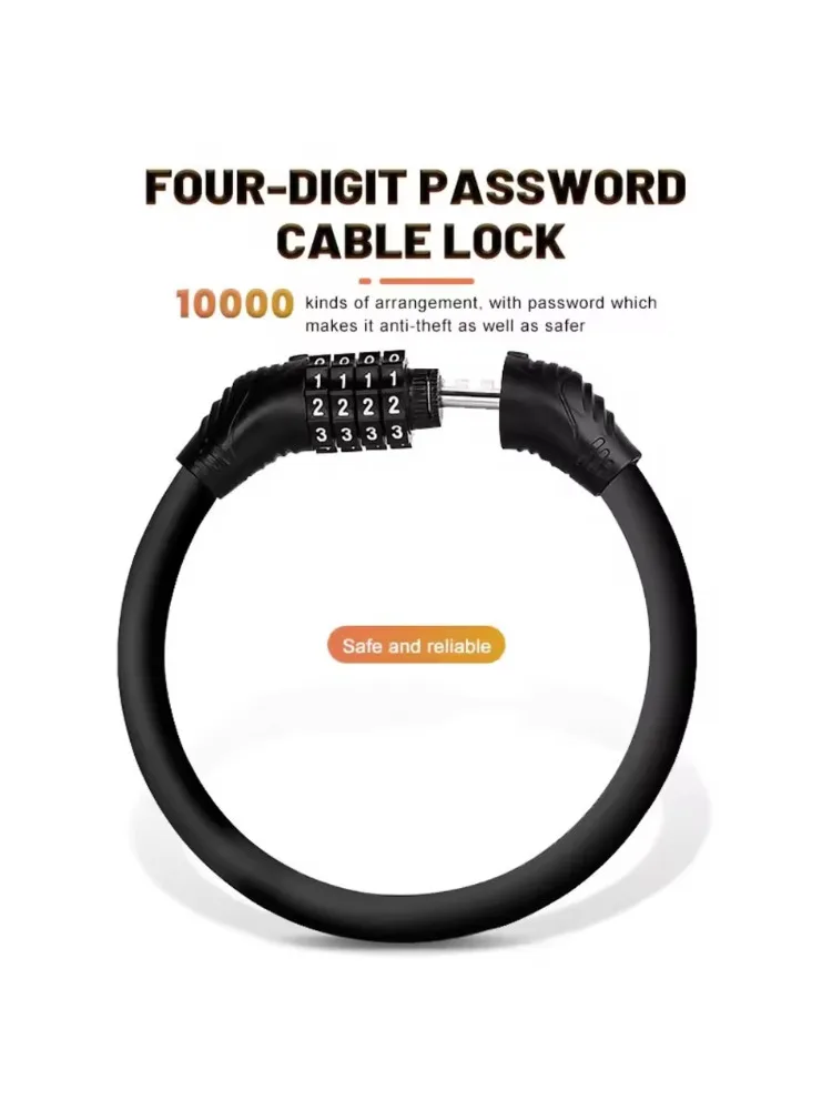 AliExpress NONE 40-90CM Bike Lock Motorcycle Portable Security 4-digit Code Bike Lock Number Lock Accessory for Bicycle Motorcycle Scooter