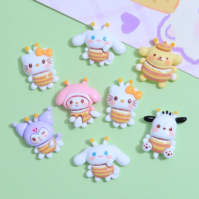 5pcs cute sanrio bee cartoon resin flatback diy kawaii resin accessories crafts materials scrapbooking embellishment