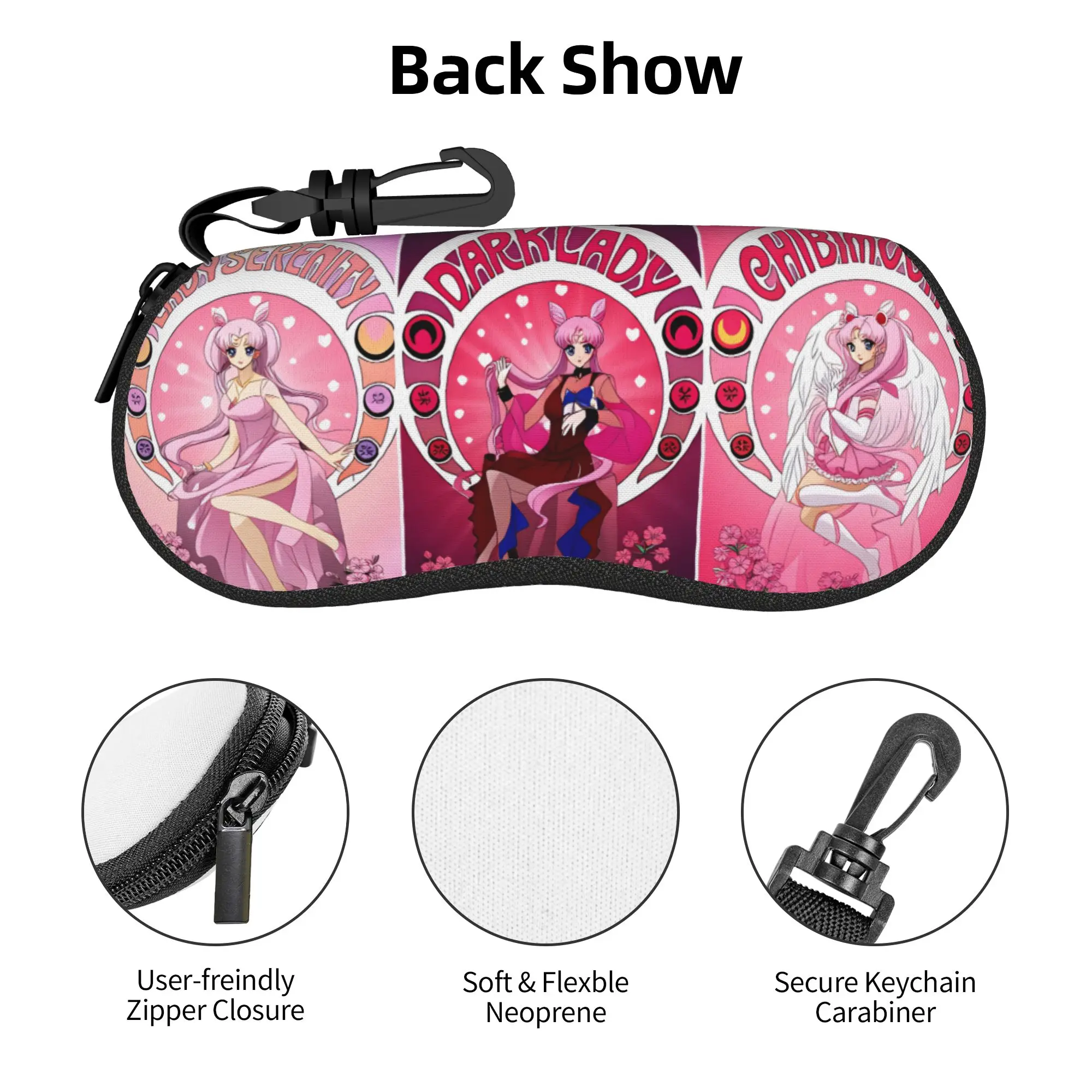 Estuche para gafas Sailor Moon Black Lady Venus Shell, estuche para gafas para hombre y mujer, estuche para gafas Cool Lady Serenity Chibi Moon, estuche para gafas de sol