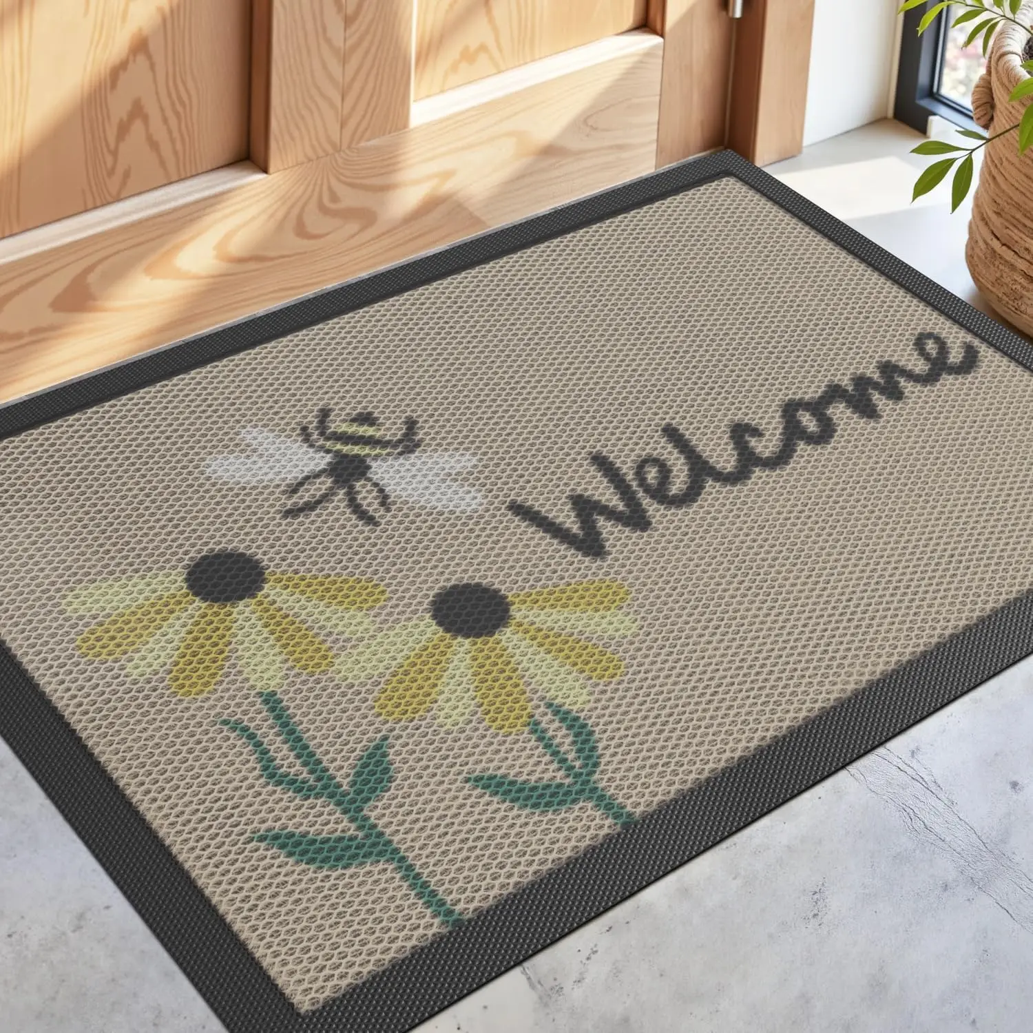 

Summer Floral Entryway Doormat, Heavy Duty Non Slip Outdoor Mat for Front Door, Patio, Garage, 32x48