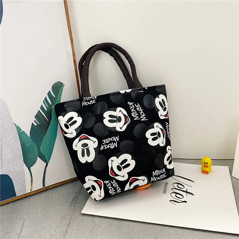 Mickey Mouse Canvas Handbag Cartoon Disney Minnie Mouse Large Capacity Travel Tote Bag for Women Girls Cute Shoulder Bags