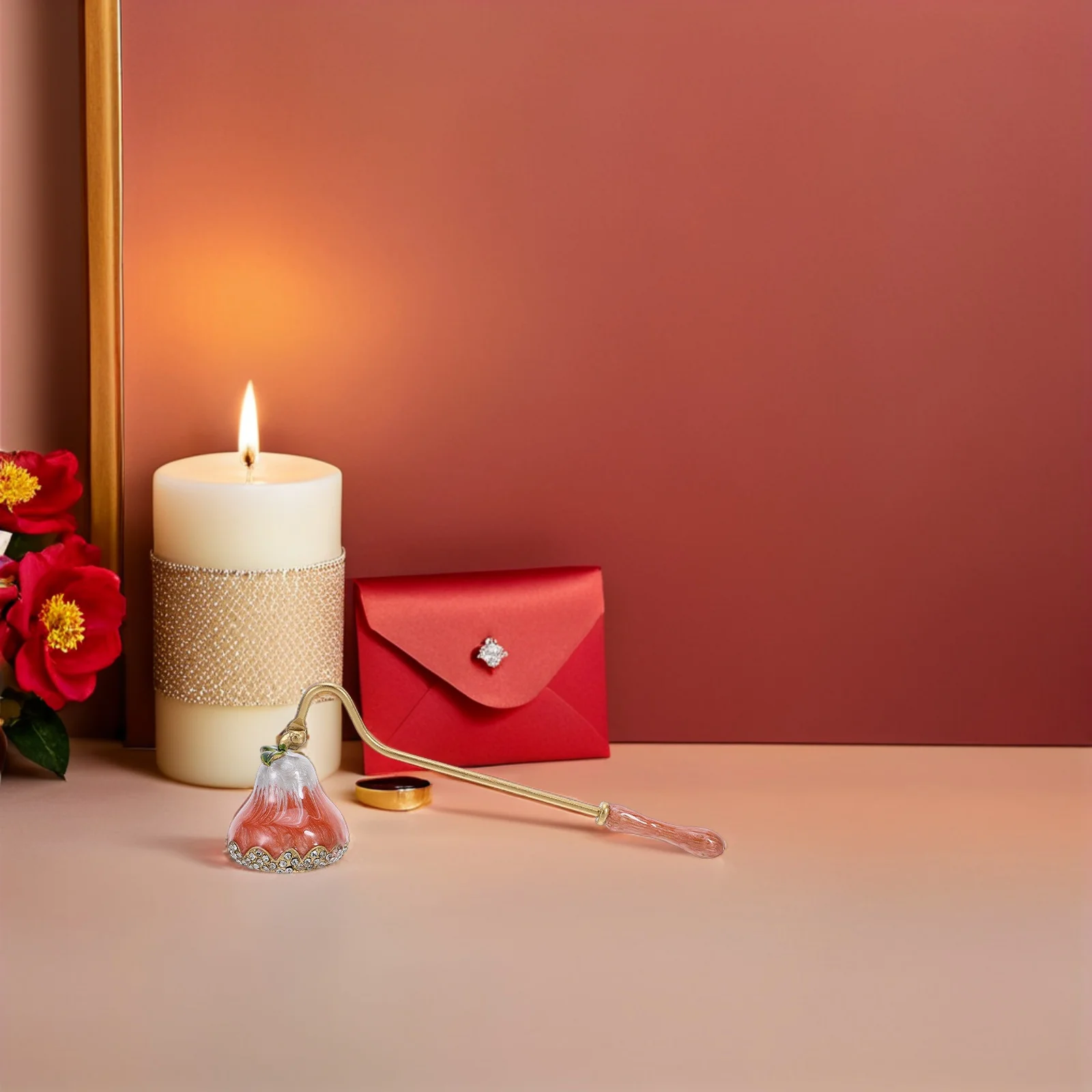 

Metal Snuffer Tool Smokeless Extinguisher with Long Handle Elegant Design for Home Decor Indoor Outdoor Party Accessory