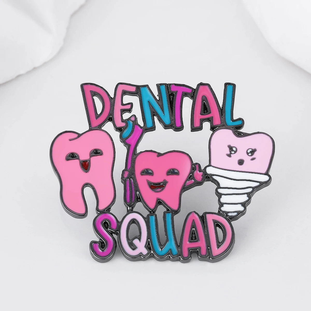 Catuni Pink Dental Enamel Pins Teeth Brooch Medical Lapel Lanyard Bag Coat Badge Accessories Gift for Dentist Friend Colleague