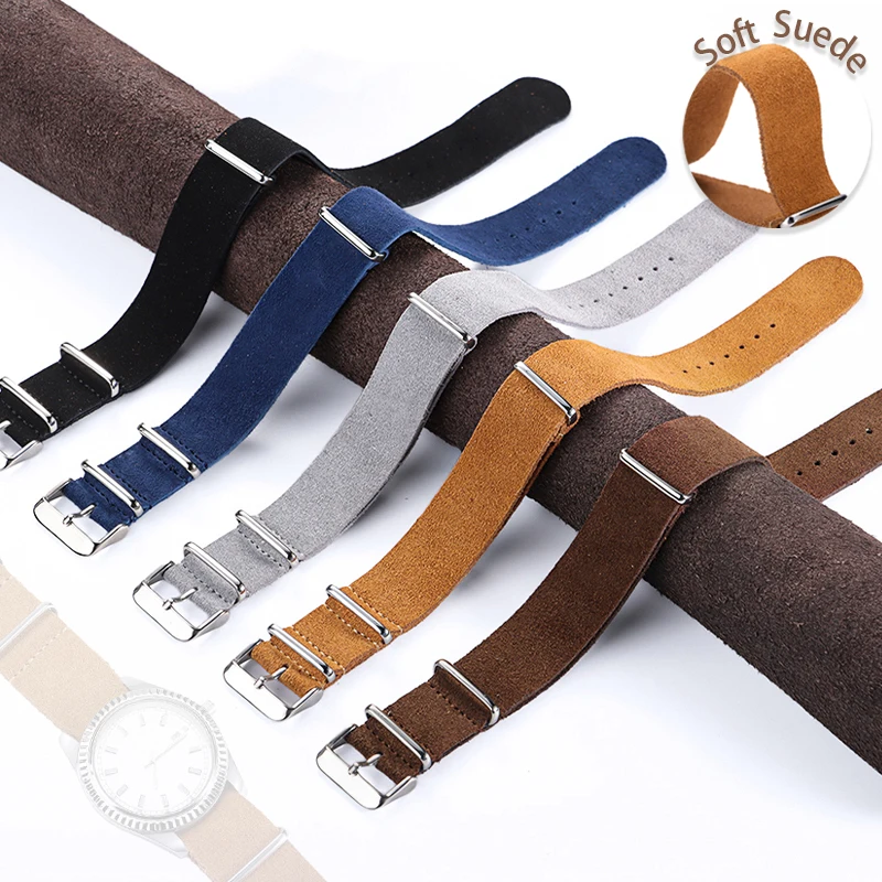 18mm 20mm 22mm 24mm Suede Geniune Leather Strap for Huawei Watch Gt2/Gt3 42/46mm Watchband Soft Comfortable Bracelet Accessories