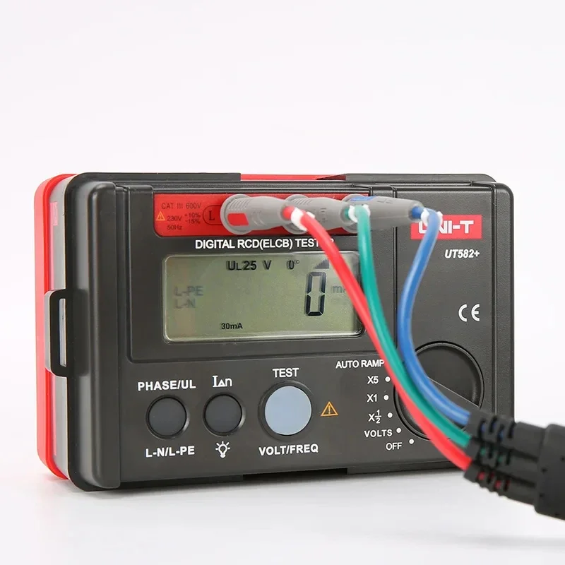 UNI-T الرقمية RCD (ELCB) اختبار السيارات RAMP تسرب قطاع دارة متر مع عملية خاطئة الطنان UT582 +
