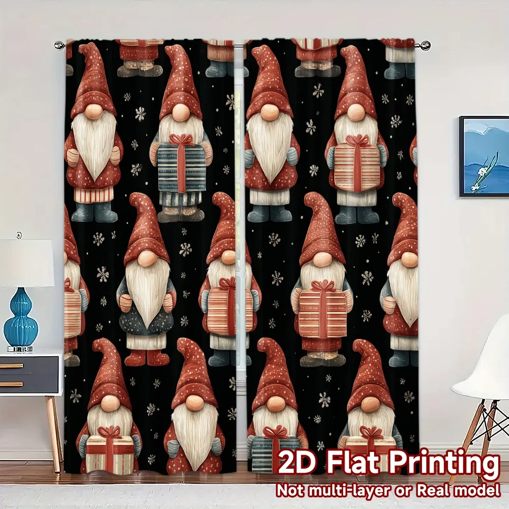 2D Flat Printing,JIT 2pcs, Curtains (Without Rod) GnomeGreetings Modern Fashionable Curtains Machine Washable Fabric Curtains