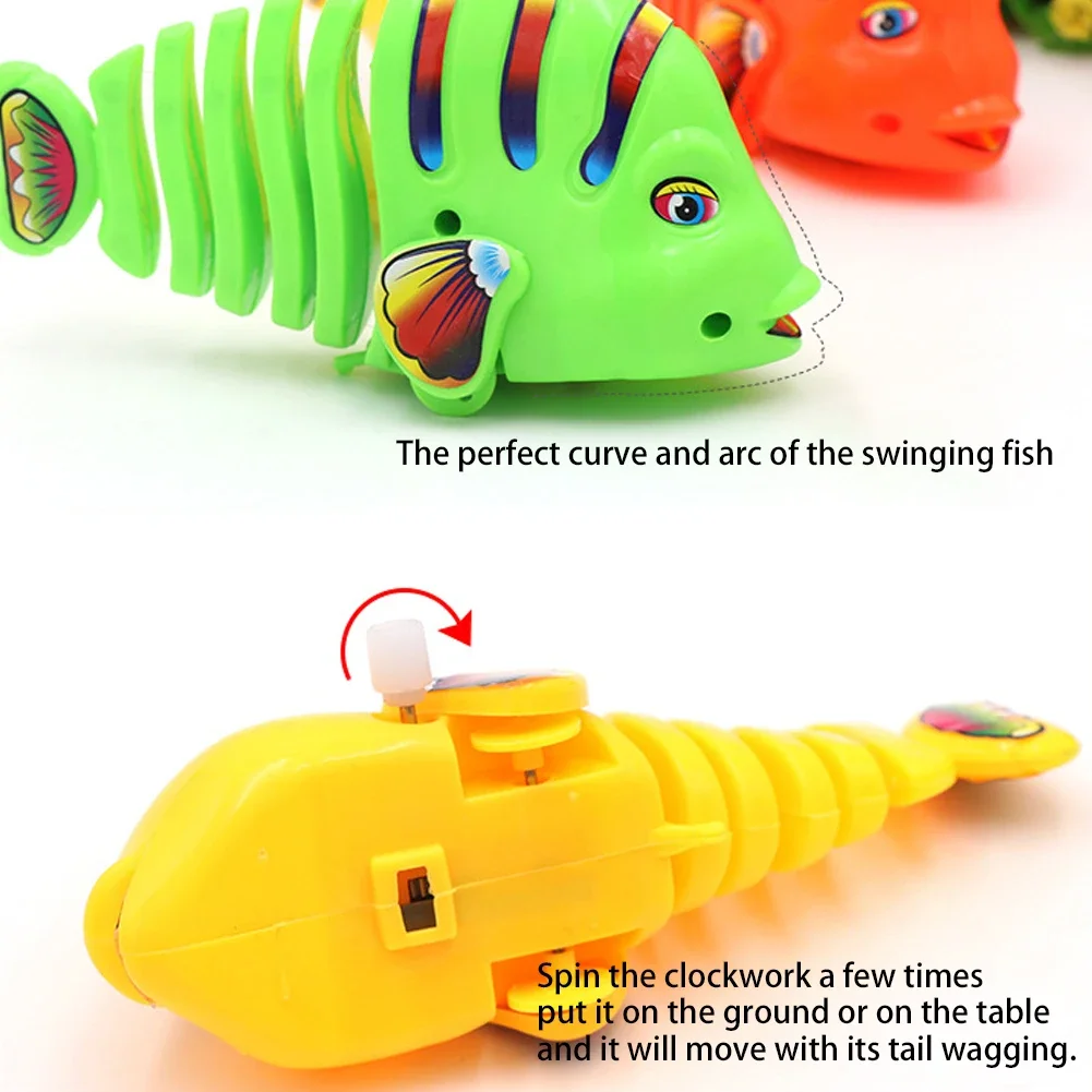 Cartoon Wind-Up Wiggle Fish Toys Running Clockwork Classic Toy Newborn Spring Toy Toys For Children Parent-Child Interactive Toy