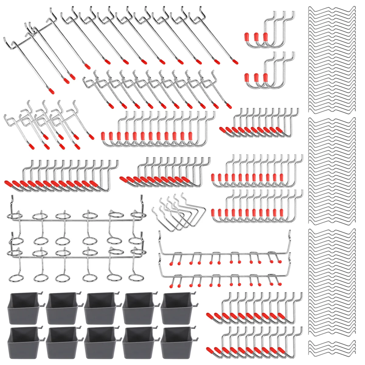 228 Pcs Hooks Assortment with Metal Hooks Sets, Bins, Peg Locks for Organizing Storage System Tools