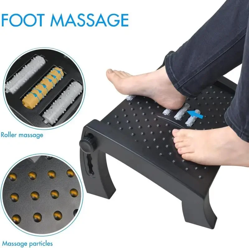 

Under Desk Footrest with Massage Surface Ergonomic Adjustable Foot Stool with Firm Non-Slip Legs for Home Office Car Footrest