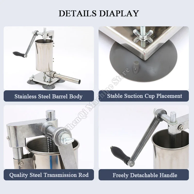 소시지 필러 수직 고기 필러 Stuffer 쉬운 청소 수동 도구 주방 홈 레스토랑 소시지 Stuffer 기계