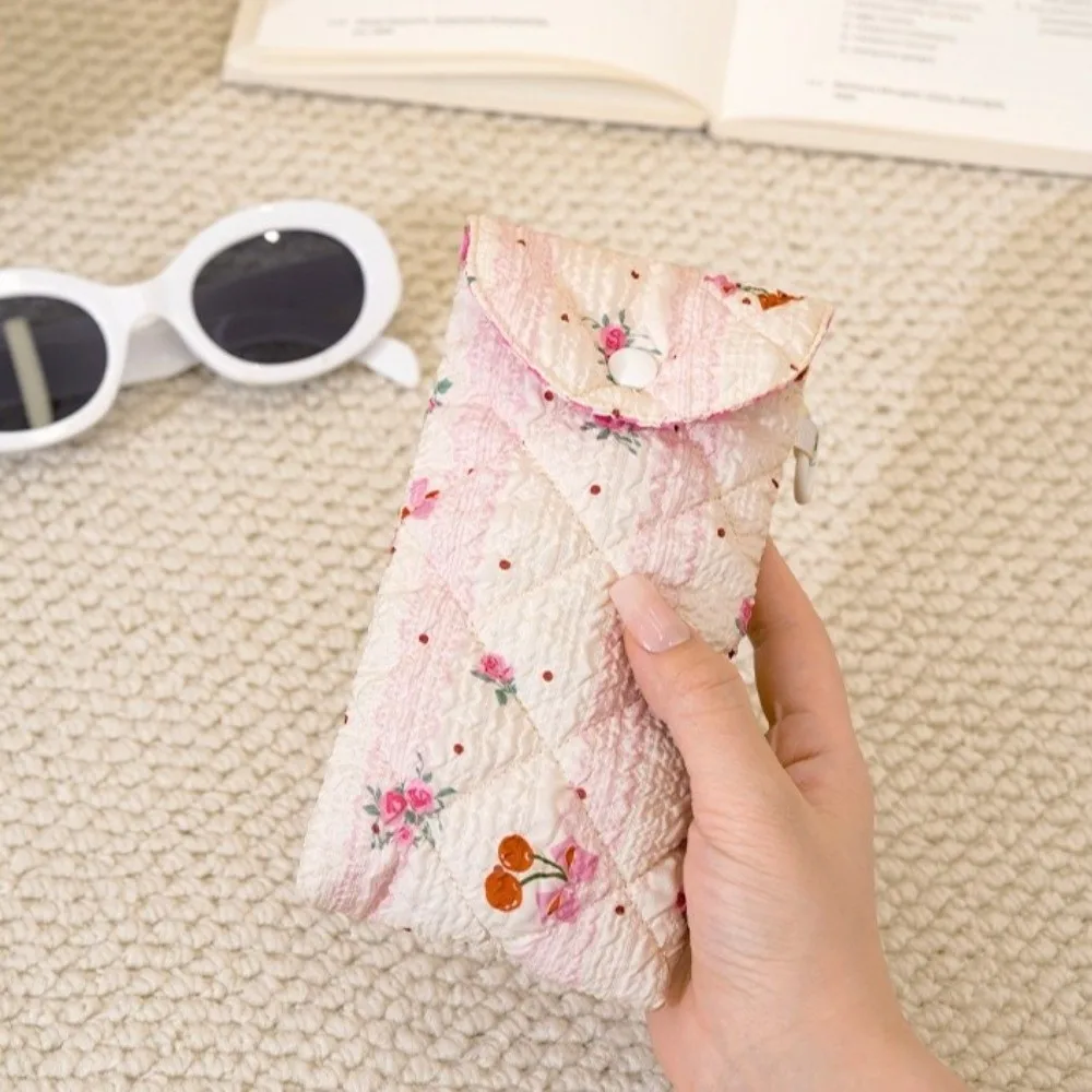 Bow-print Eyeglasses Storage Bag Soft Crush Proof Padded Glasses Case Portable Anti Scratch Travel Sunglasses Protective Cover