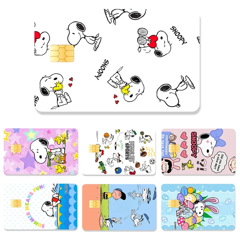 Kawaii Snoopy and His Friends Pvc Sticker Snoopy Waterproof Anime Film Tape Skin for Credit Card Debit Card Sticker Decal Gifts