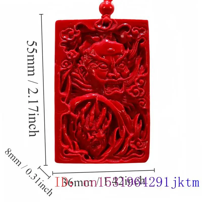 Cinnabar Patron Saint Pendant Amulet Gift Vintage Carved Men Accessories Chinese Red Luxury Jewelry Energy Gifts for Women