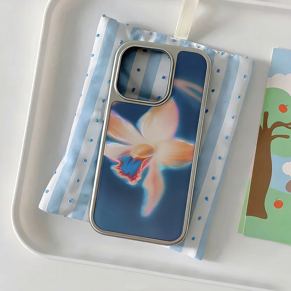 Modische Orchideen-Kunst Handyhülle für iPhone 17 16e 16 15 14 13 12 11 Air Pro Max X XR XSMAX 8 Plus Luxuriöse Transparente Weiche Rückabdeckung – Detail 3
