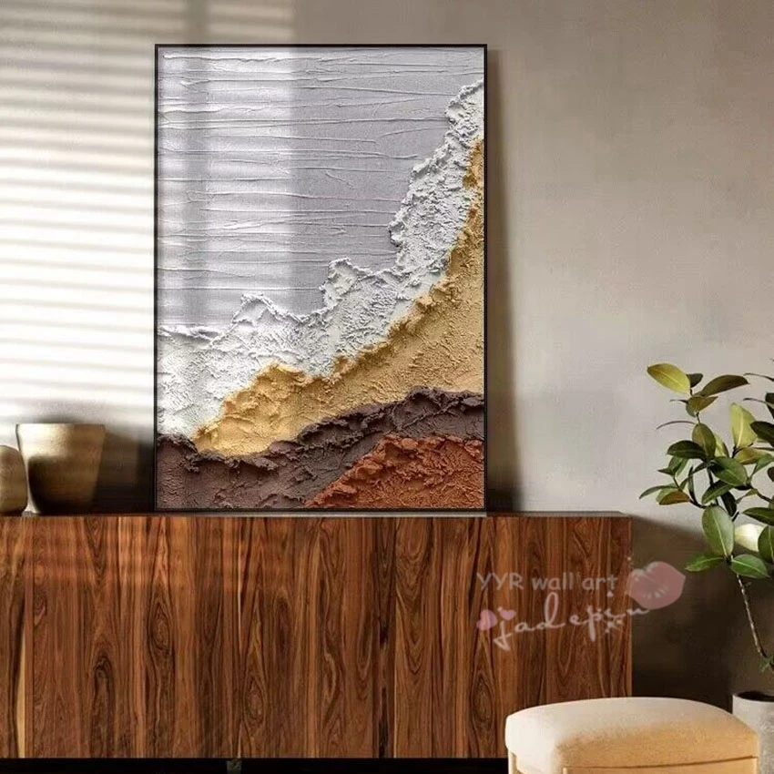 Nordic Modern Reef Wave Layered Beach Pure Handmade Oil Painting Mural For Bedroom Dining Room Living Room And  Sofa  Decoration