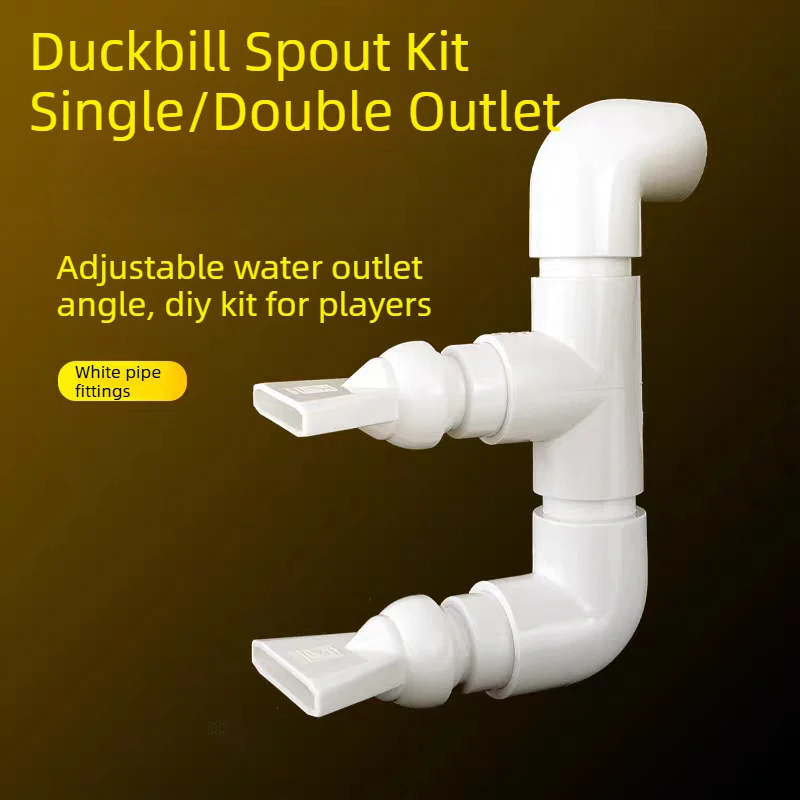 White Aquarium Duckbill Outlet Dual Water Outlet Kit for Side/Back/Sump Filter & Stream Tank  Adjustable Direction Wave Nozzle