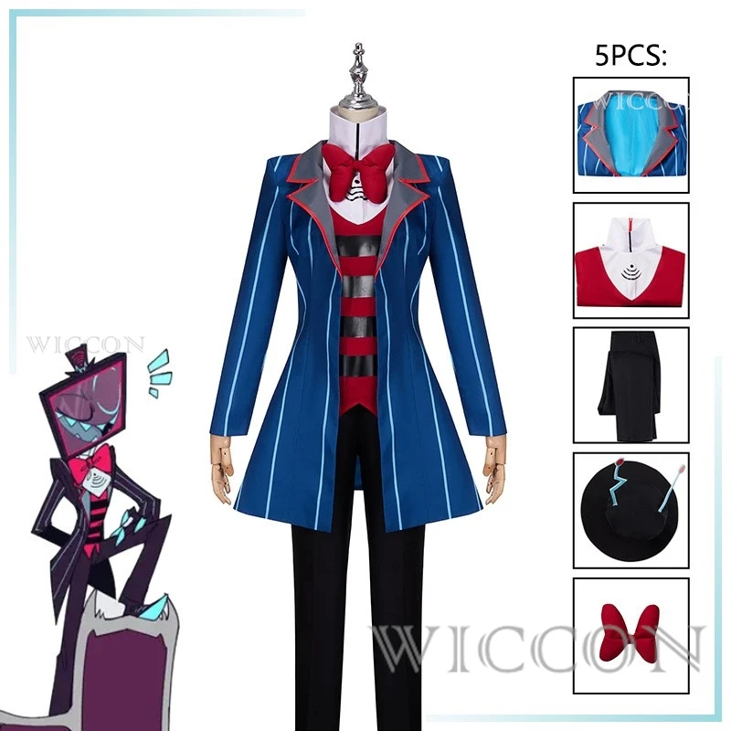 

Hazbin Cosplay Hotel Vox Cosplay Costume Uniform Suit Outfit Halloween Carnival Christmas Costumes Blue Red Suit Anime Cosplay