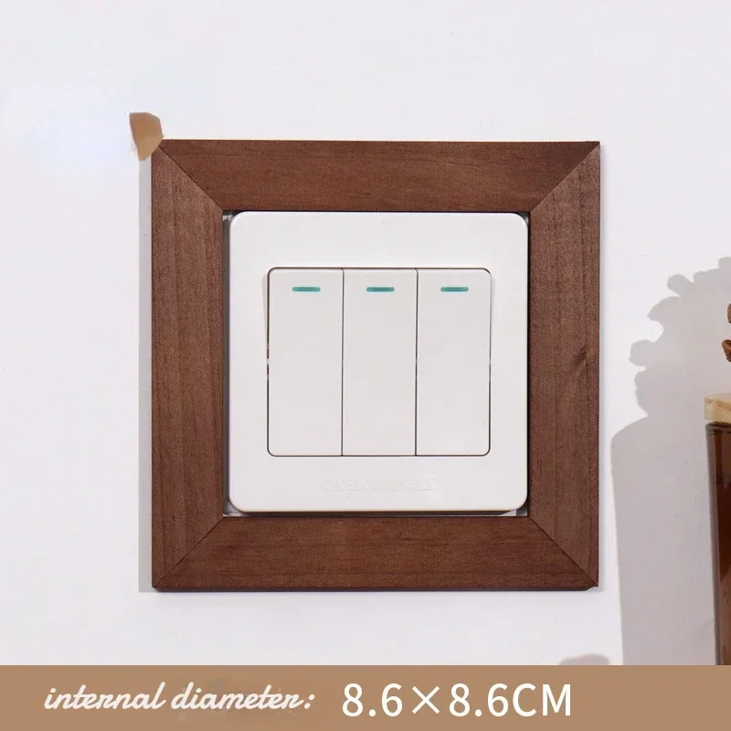 Solid Wood Switch Sticker Decorative Wall Sticker Socket Protective Cover Nordic Style Decorative Frame Light Switch Panel