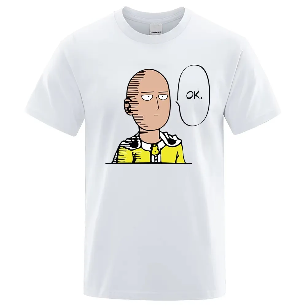 One Punch Man Say Ok Cartoon Männliche T Shirts Frauen Hip Hop Crewneck Kurzarm Sommer Baumwolle Tops Casual Lustige T Shirt Unisex – Detail 2