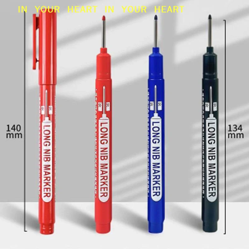 【X】3 Colors 20mm Long Nib Deep Hole Markers Multi-Purpose Marking Pens for Woodworking Home Repair Metal Processing